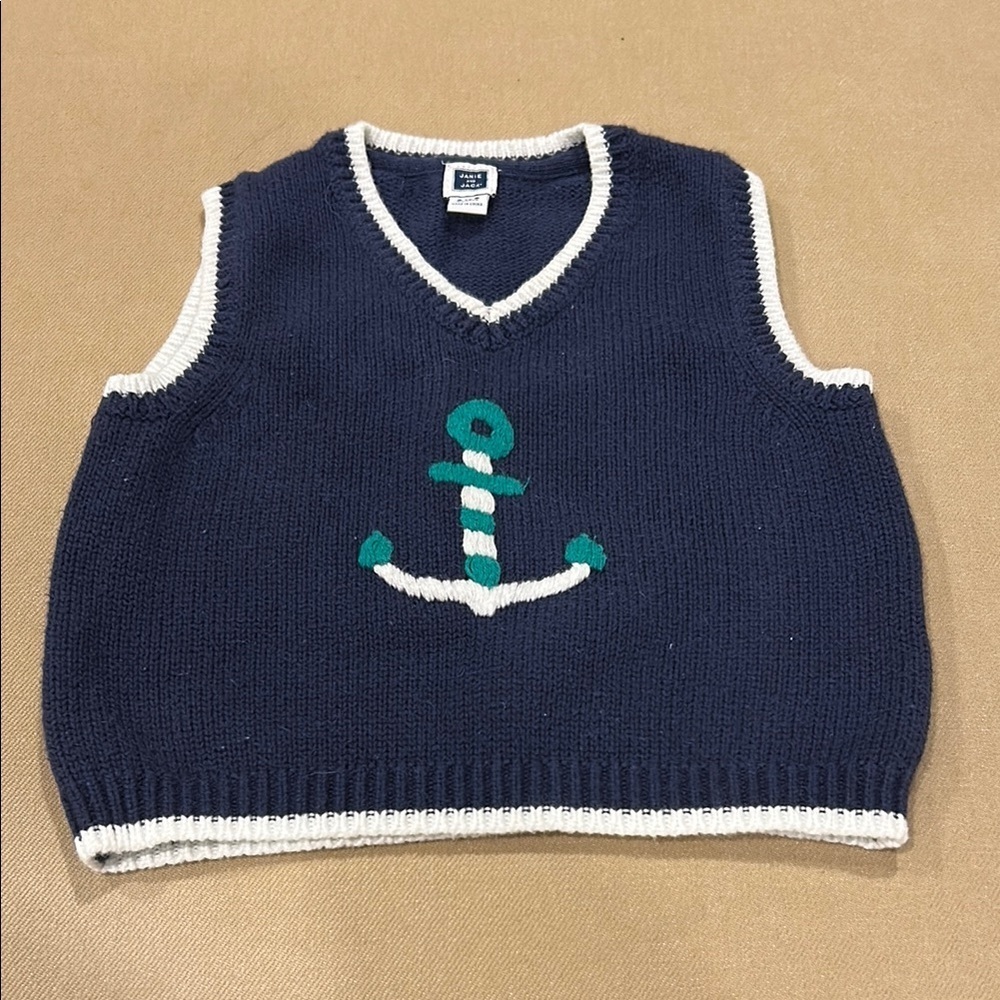 Janie and Jack Spring Anchor Knit Cotton Vest Infant Size 3-6 Months